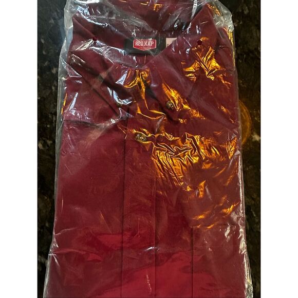 Red kap Men's Short Sleeve Poplin Dress Shirt large burgundy - Picture 3 of 6
